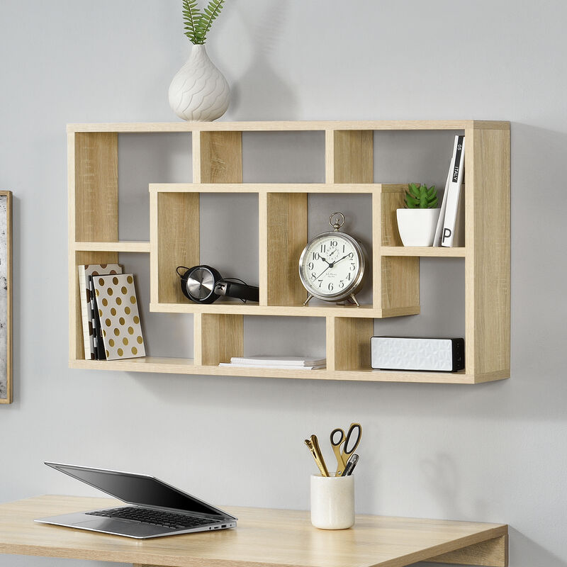 foto del prodotto  en.casa scaffale da parete a lar con 8 vani 85 x 47,5 x 16 cm effetto rovere sonoma