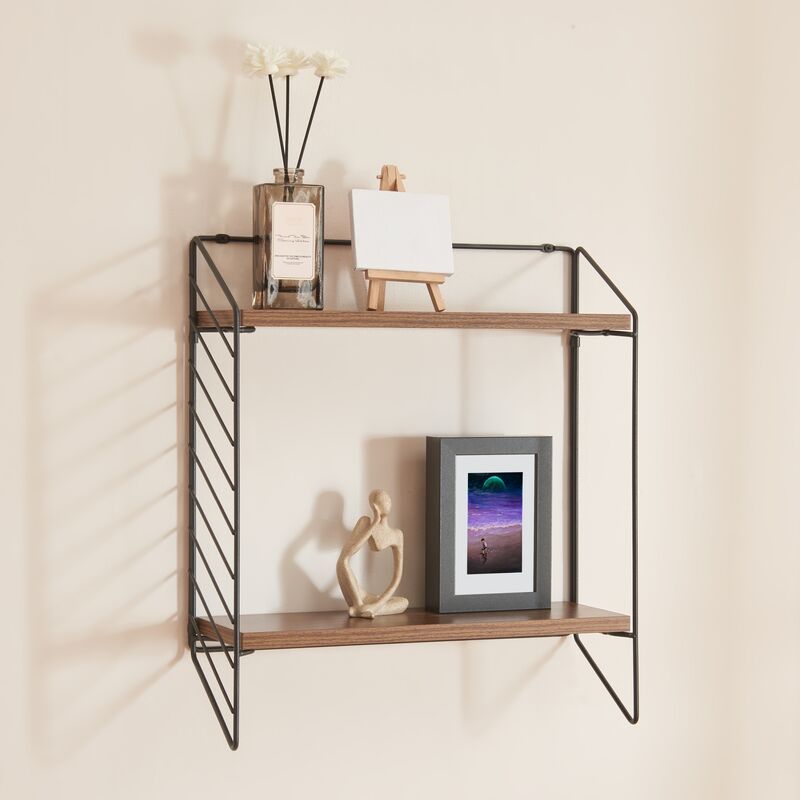 foto del prodotto  en.casa scaffale da parete b mlo 47,5 x 42 x 14 cm nero effetto noce