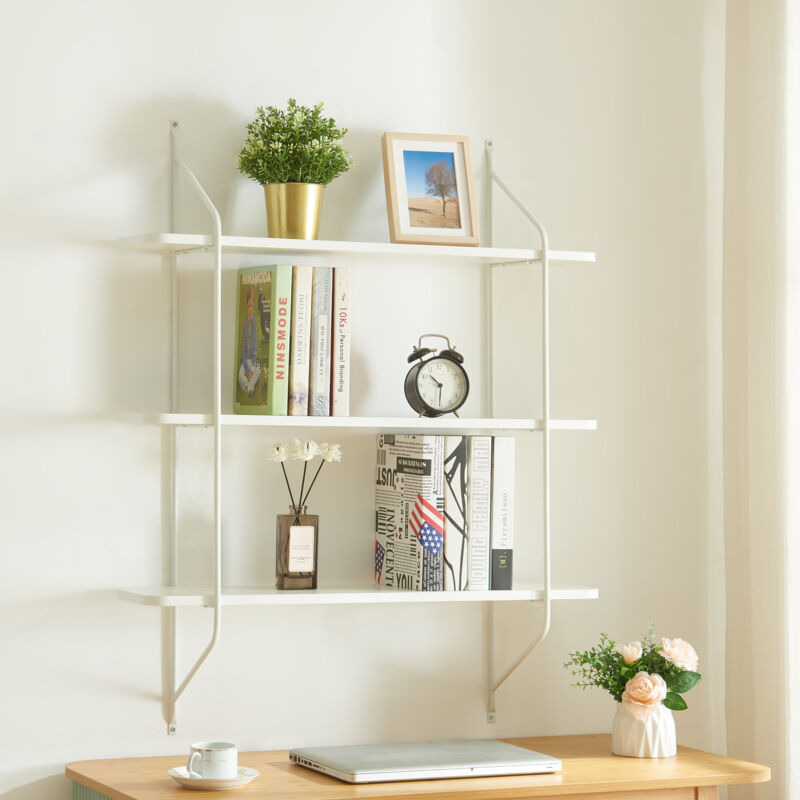 foto del prodotto  en.casa scaffale da parete stfold a 3 ripiani bianco