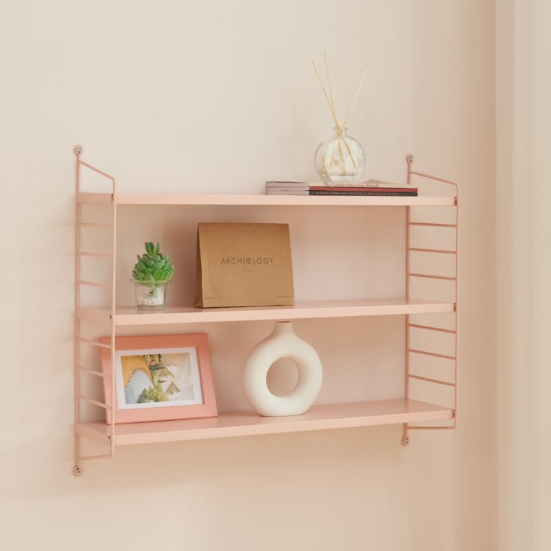 foto del prodotto  en.casa scaffale da parete str ngn s a 3 ripiani regolabili 50 x 60 x 15 cm acciaio beige pesca