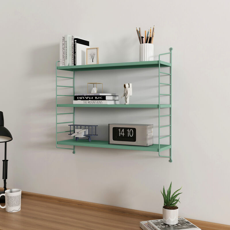 foto del prodotto  en.casa scaffale da parete str ngn s a 3 ripiani regolabili 50 x 60 x 15 cm acciaio verde pastello