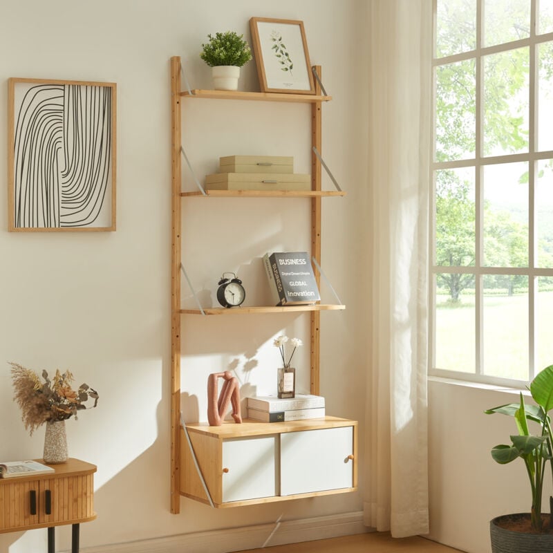 foto del prodotto  en.casa scaffale da parete tingvoll in bamb 176 x 65 x 34 cm naturale