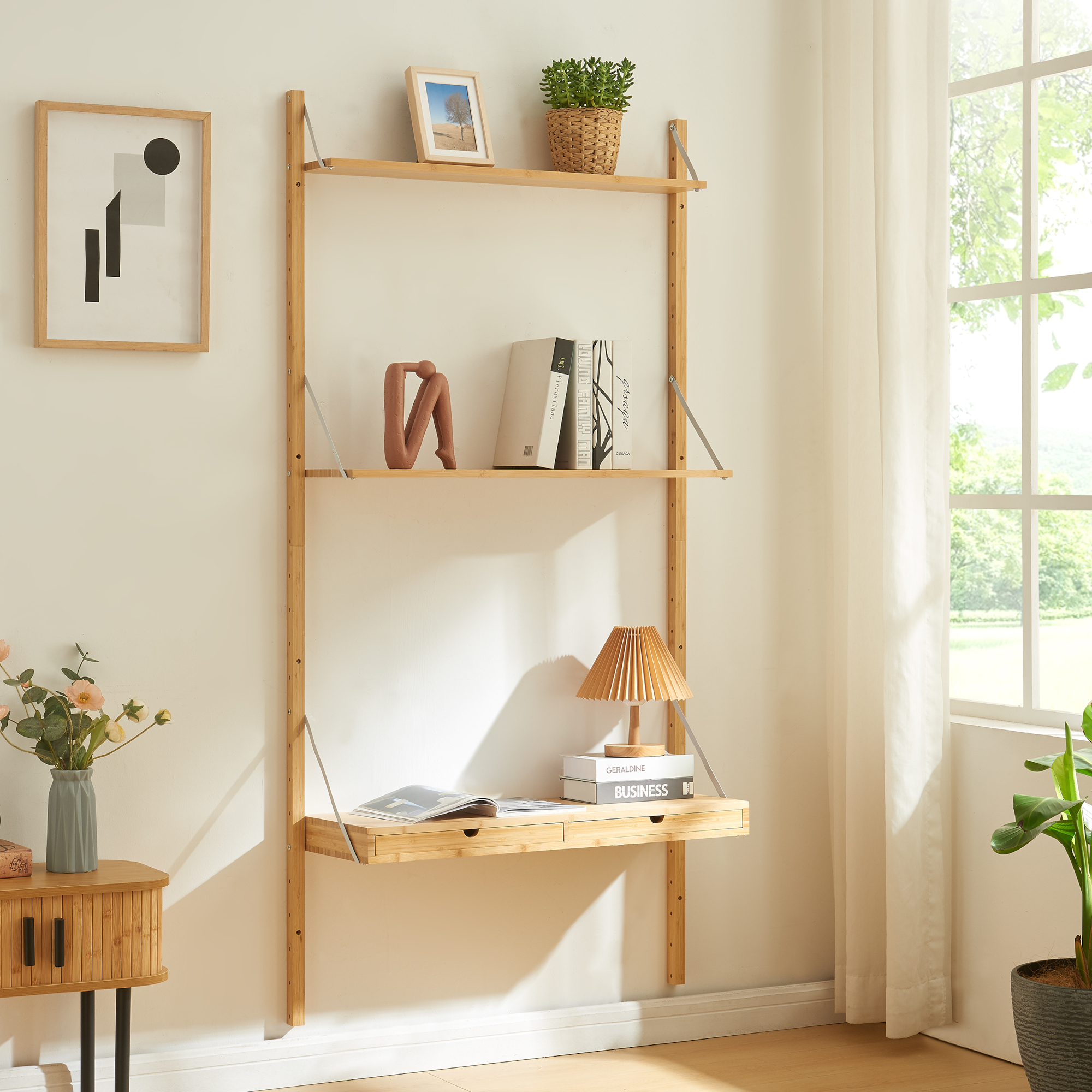 foto del prodotto  en.casa scaffale da parete tingvoll in bamb 176 x 85 x 32 cm naturale