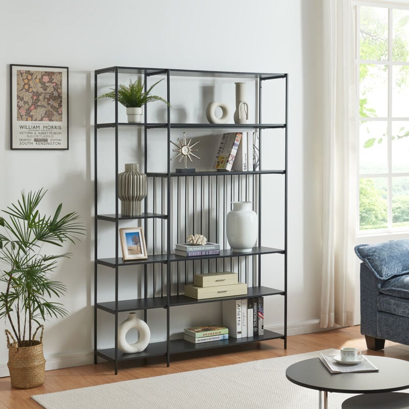 foto del prodotto  en.casa scaffale da terra r lingen libreria con ripiani aperti 180x120x33 cm nero