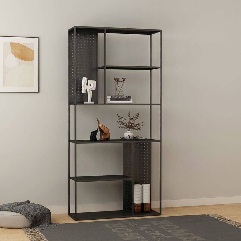 foto del prodotto  en.casa scaffale da terra vehmaa in acciaio 188 x 90 x 30 cm nero opaco