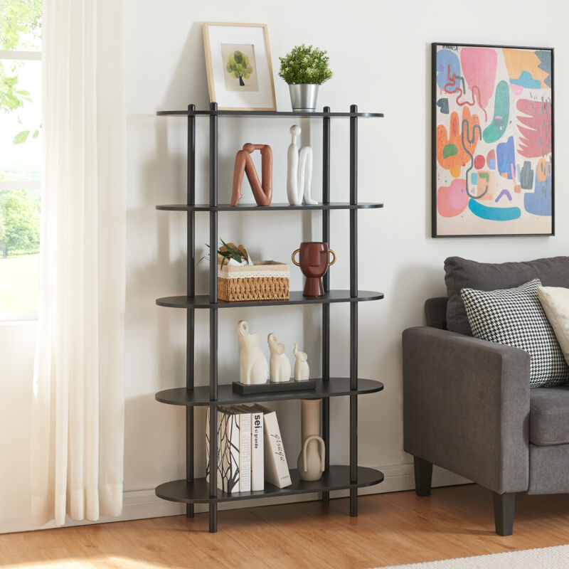 foto del prodotto  en.casa scaffale da terra vre libreria con 5 ripiani nero