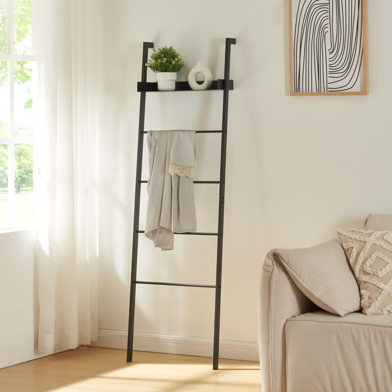 foto del prodotto  en.casa scaffale ksnes da terra a forma di scaletta in acciaio nero