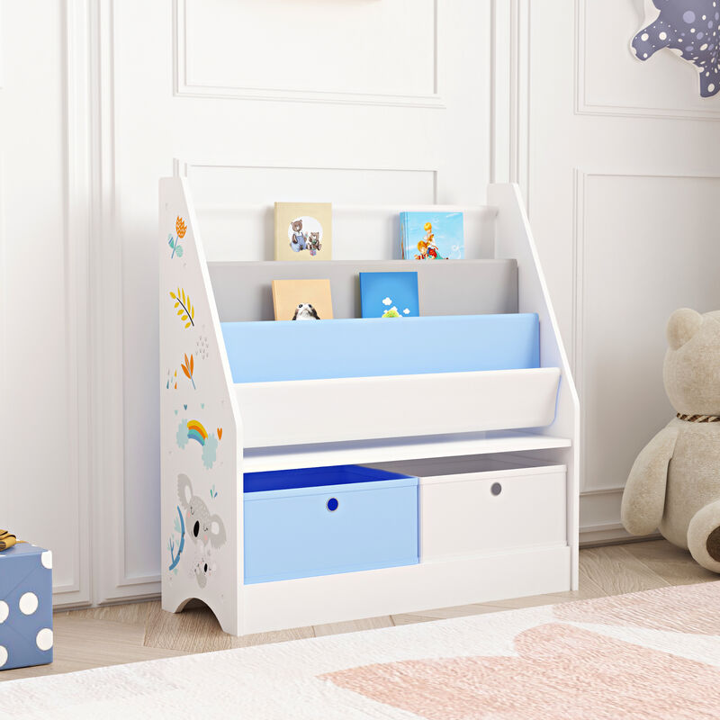 foto del prodotto  en.casa scaffale neda per cameretta con portalibri e scatole pieghevoli design koala