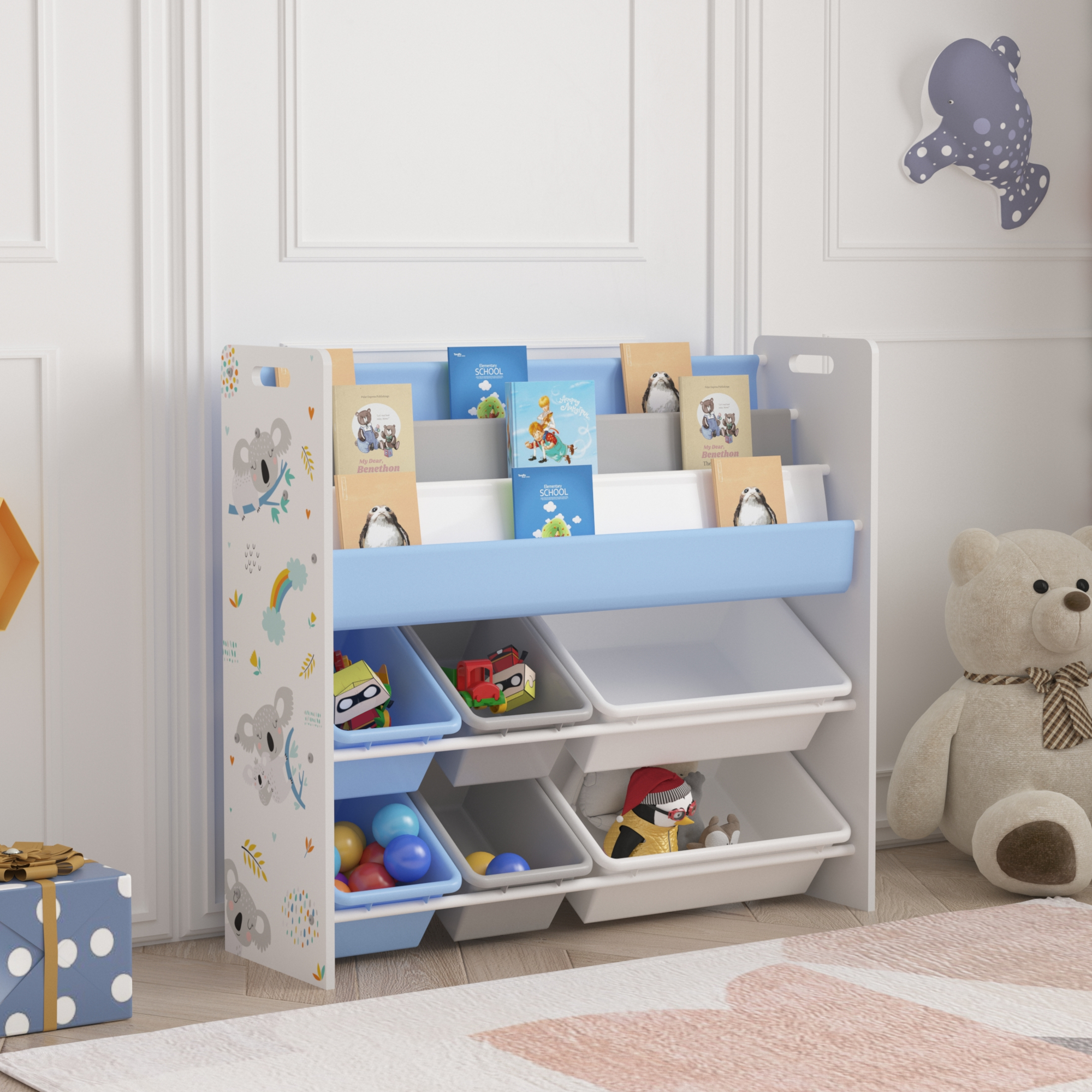 foto del prodotto  en.casa scaffale per cameretta r d y mobile porta giochi 78x86x27 cm decorazione koala