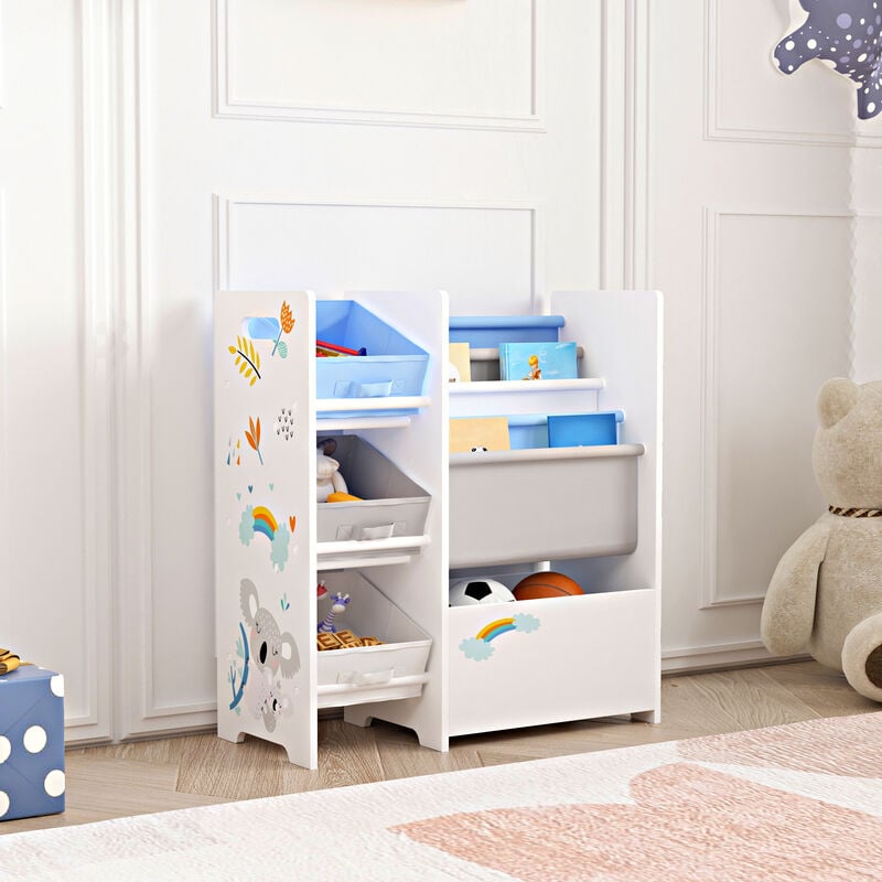 foto del prodotto  en.casa scaffale vimianzo per cameretta con cassetti pieghevoli e contenitori libri decorazione koala