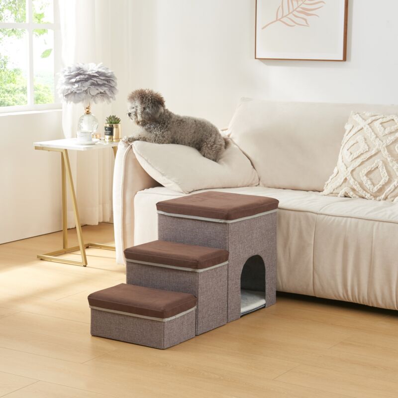foto del prodotto  en.casa scala per cani e gatti vojens 3 gradini con porticina