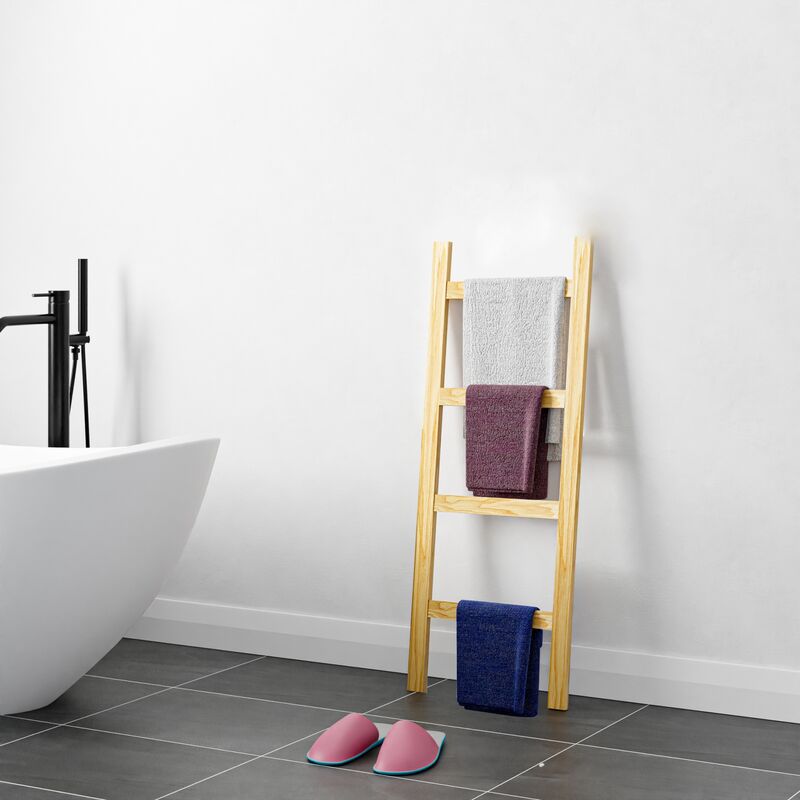 foto del prodotto  en.casa scala porta asciugamani da bagno luum ki forma di scala a 4 pioli legno naturale