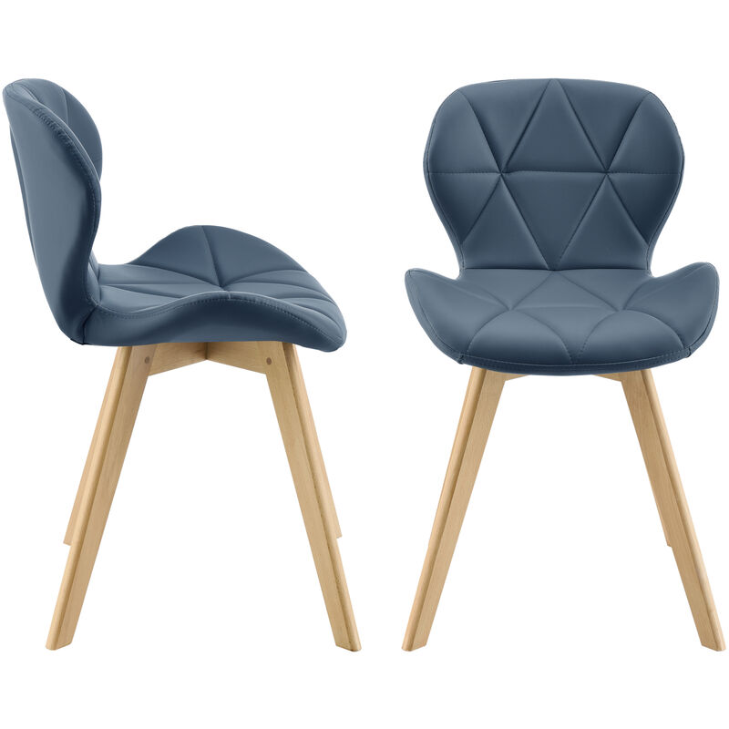 foto del prodotto  en.casa set 2 sedie lmhult con rivestimento in similpelle trapuntata blu
