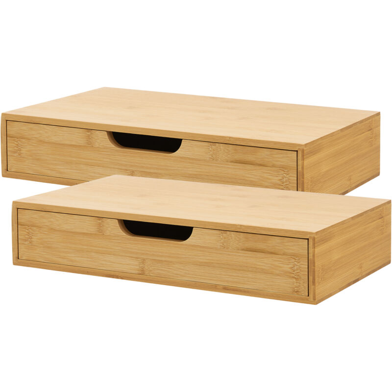 foto del prodotto  en.casa set bokn di 2 mensole con cassetto integrato 40 x 24 x 8 cm bamb naturale