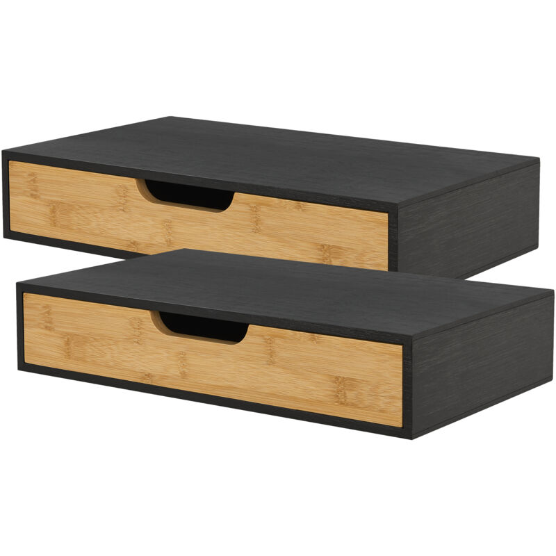 foto del prodotto  en.casa set bokn di 2 mensole con cassetto integrato 40 x 24 x 8 cm bamb nero