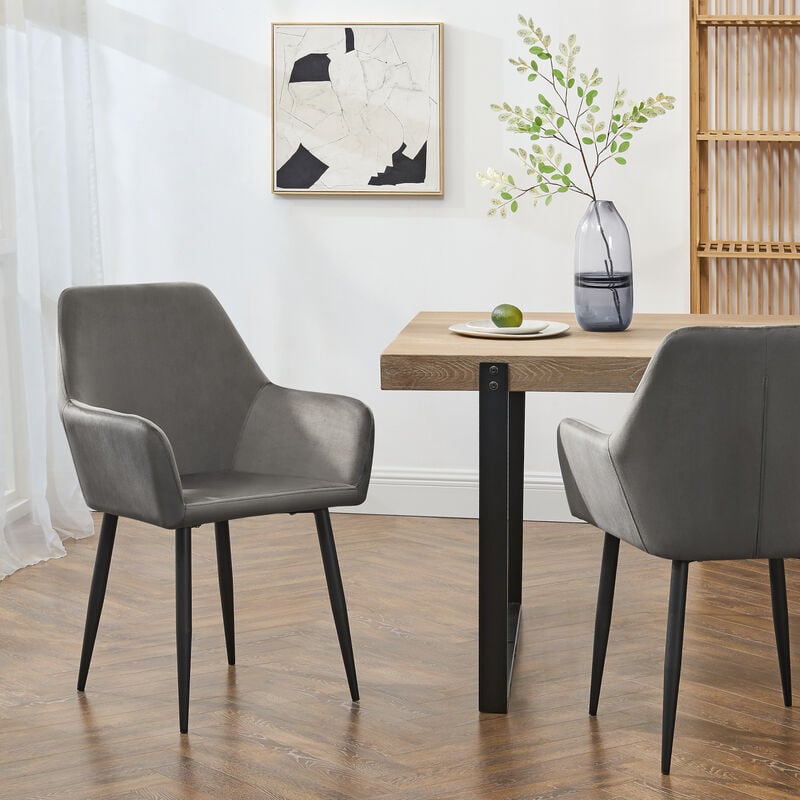 foto del prodotto  en.casa set da 2 poltrone hollola sedie per sala pranzo effetto velluto grigio scuro
