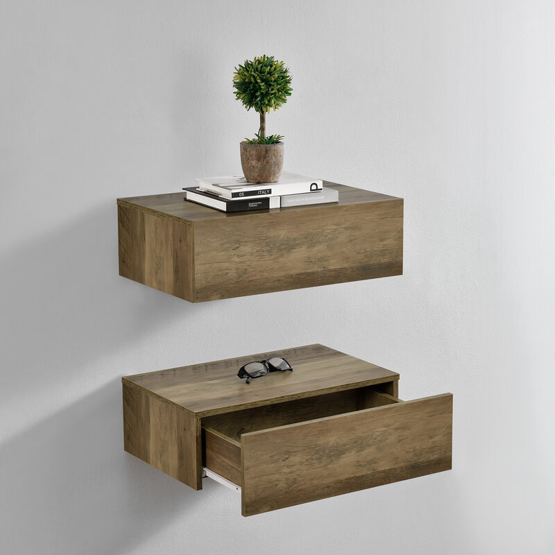 foto del prodotto  en.casa set di 2 comodini da parete con cassetto 46x30x15 cm effetto legno