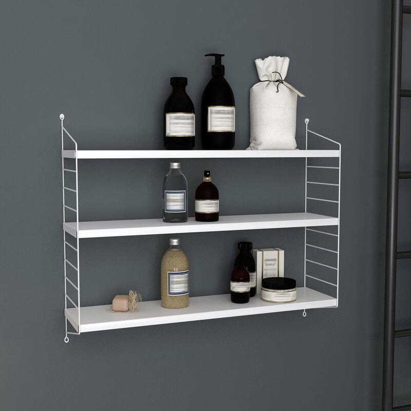 foto del prodotto  en.casa set di 2 scaffali da parete str ngn s a 3 ripiani regolabili 50 x 60 x 15 cm acciaio bianco