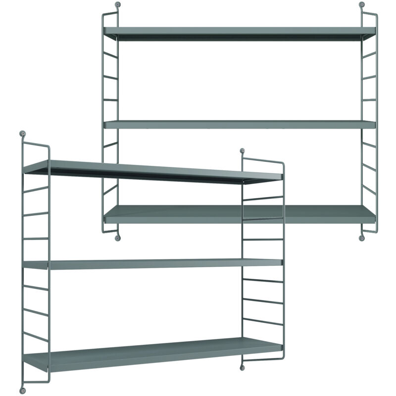 foto del prodotto  en.casa set di 2 scaffali da parete str ngn s a 3 ripiani regolabili 50 x 60 x 15 cm acciaio blu grigiastro