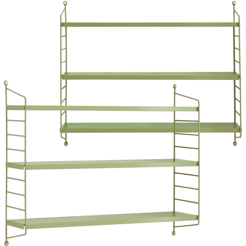 foto del prodotto  en.casa set di 2 scaffali da parete str ngn s a 3 ripiani regolabili 50 x 60 x 15 cm acciaio verde oliva
