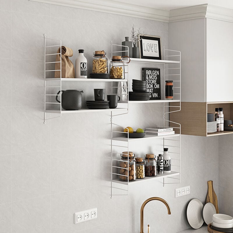 immagine 0 del prodotto  en.casa set di 4 scaffali da parete str ngn s a 3 ripiani regolabili 50 x 60 x 15 cm acciaio bianco