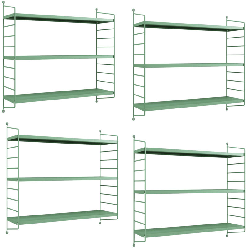 foto del prodotto  en.casa set di 4 scaffali da parete str ngn s a 3 ripiani regolabili 50 x 60 x 15 cm acciaio verde pastello