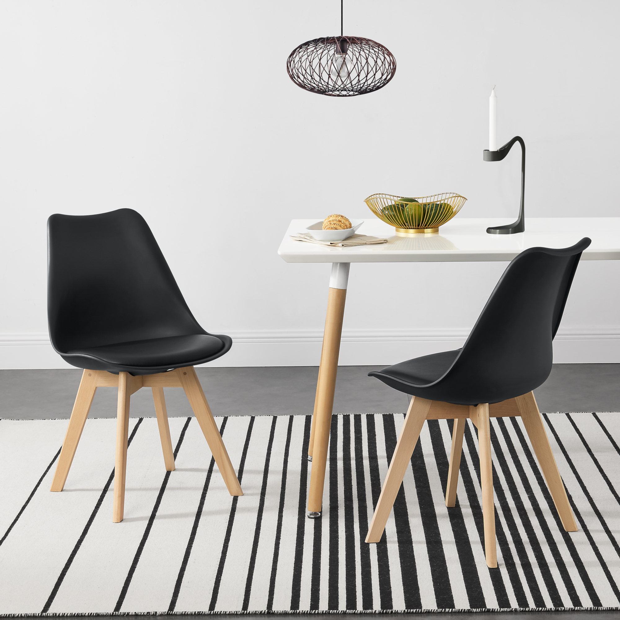 foto del prodotto  en.casa set fl ten di 2 sedie da sala con seduta imbottita rivestimento in similpelle nero