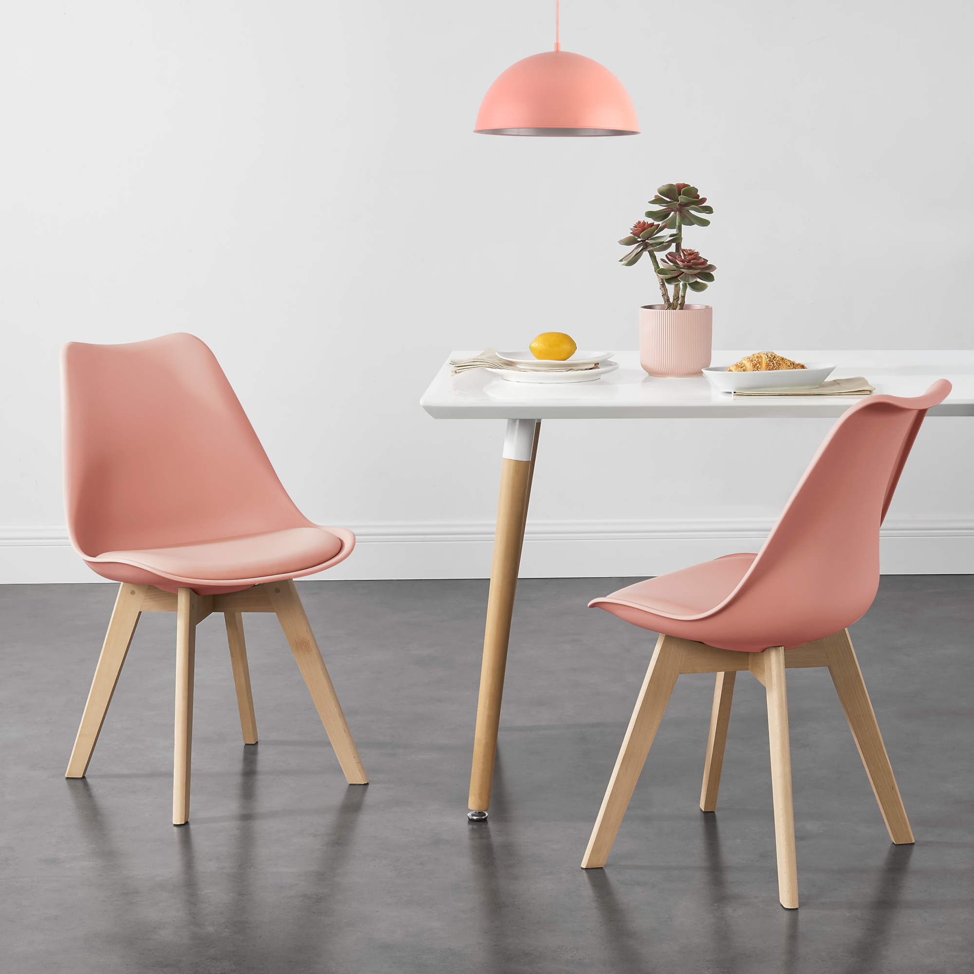 foto del prodotto  en.casa set fl ten di 2 sedie da sala con seduta imbottita rivestimento in similpelle rosa