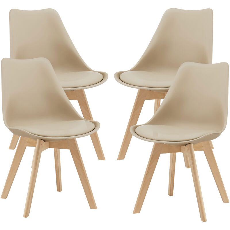 foto del prodotto  en.casa set fl ten di 4 sedie da sala con seduta imbottita rivestimento in similpelle beige