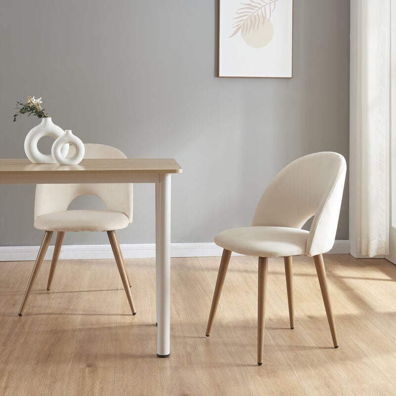foto del prodotto  en.casa set karijoki di 2 sedie da sala pranzo effetto velluto beige