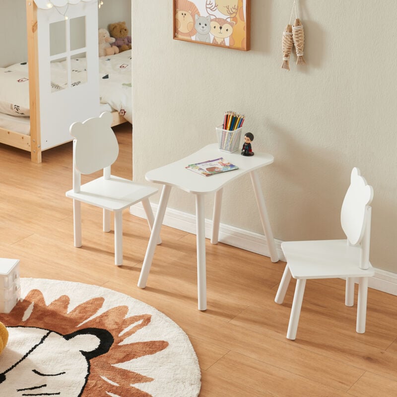foto del prodotto  en.casa set panjang tavolo e 2 sedie per bimbi bianco
