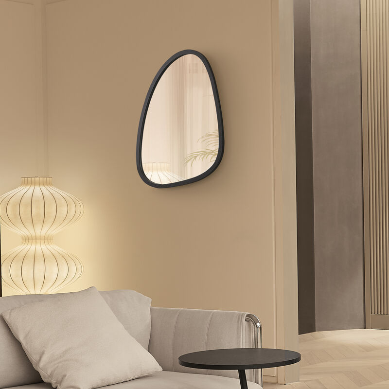 foto del prodotto  en.casa specchio da parete grottole 62 x 50 cm specchio con cornice in mdf da linea irregolare nero opaco
