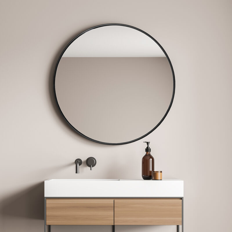 foto del prodotto  en.casa specchio da parete ordona rotondo 40 cm nero