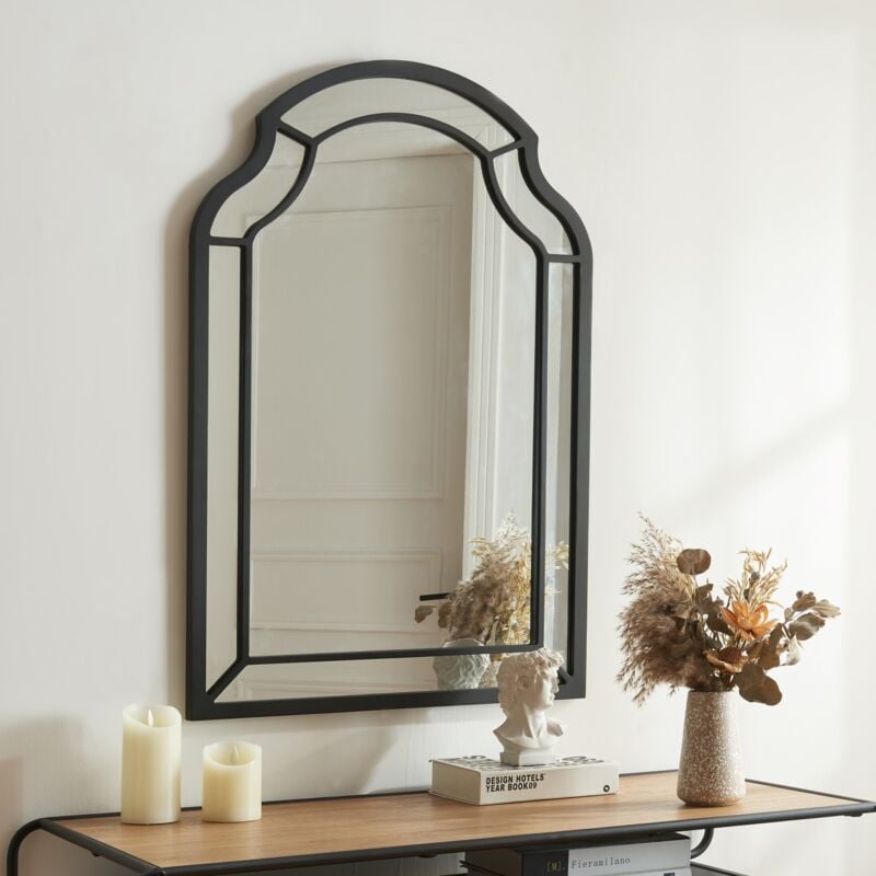 foto del prodotto  en.casa specchio da parete puolanka 90 x 60 cm cornice in mdf nero