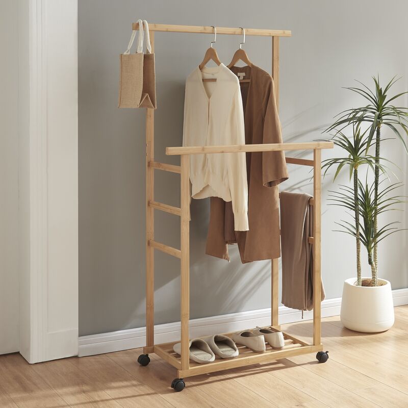 foto del prodotto  en.casa stand appendiabiti ilmajok in bamb con ruote 147 x 70 x 36 cm