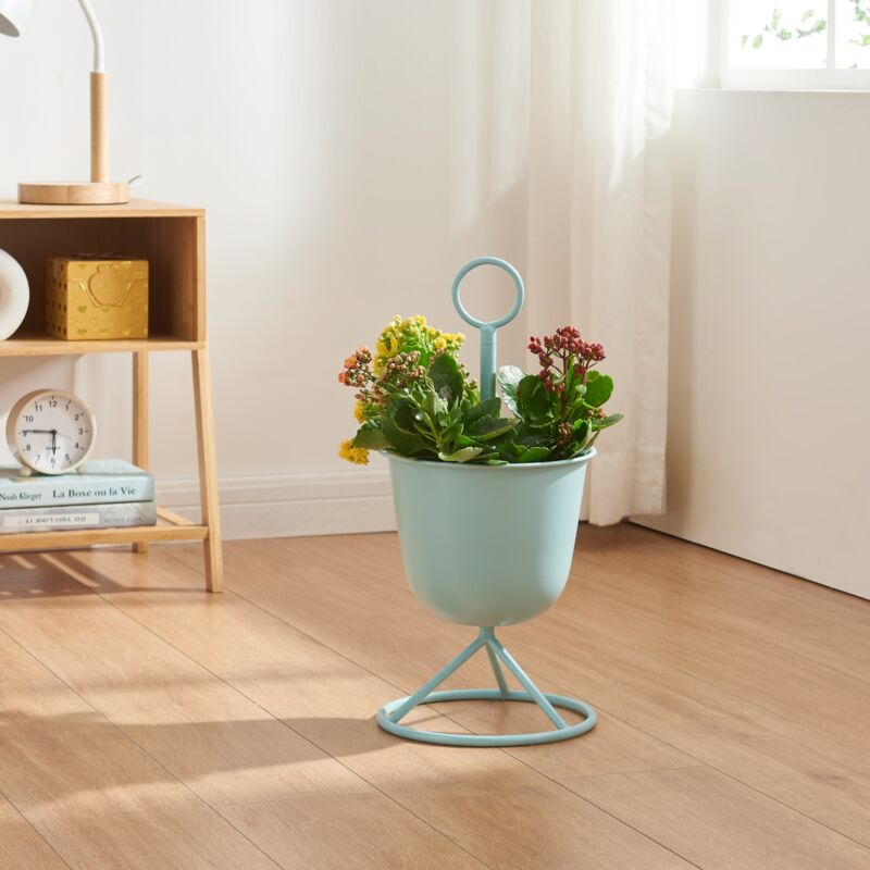 foto del prodotto  en.casa stand portapiante alphen con 1 vaso azzurro