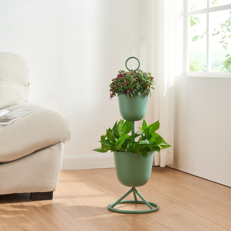 foto del prodotto  en.casa stand portapiante alphen con 2 vasi verde