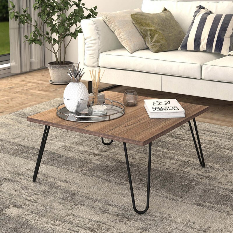 foto del prodotto  en.casa tavolino basso da salotto tavolino da caff con piano quadrato e gambe a forcina 60 x 60 x 30 cm tavolino moderno da soggiorno effetto