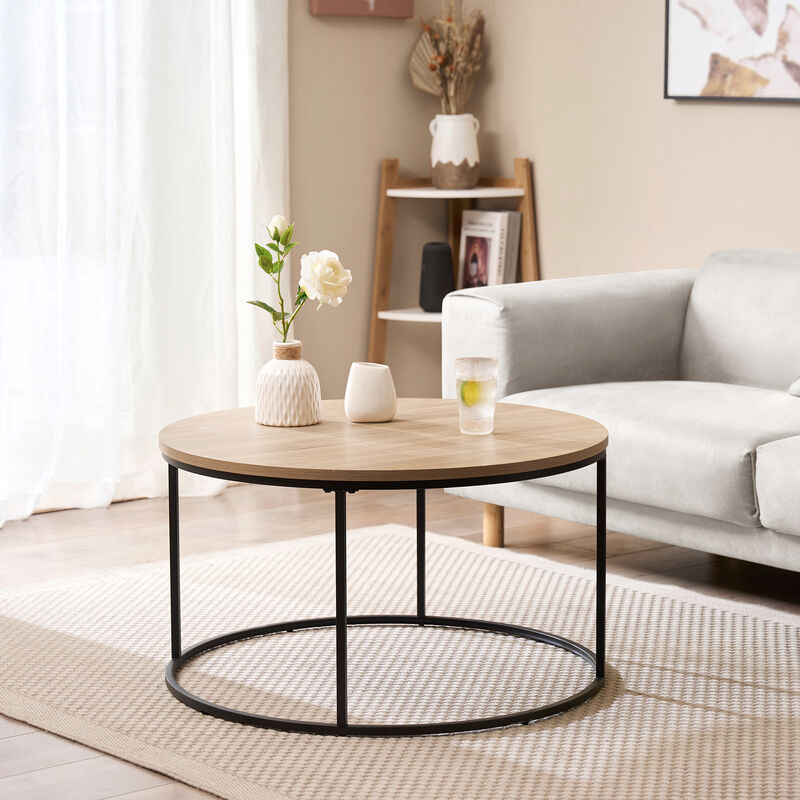foto del prodotto  en.casa tavolino basso kuhmoinen con piano rotondo effetto legno nero