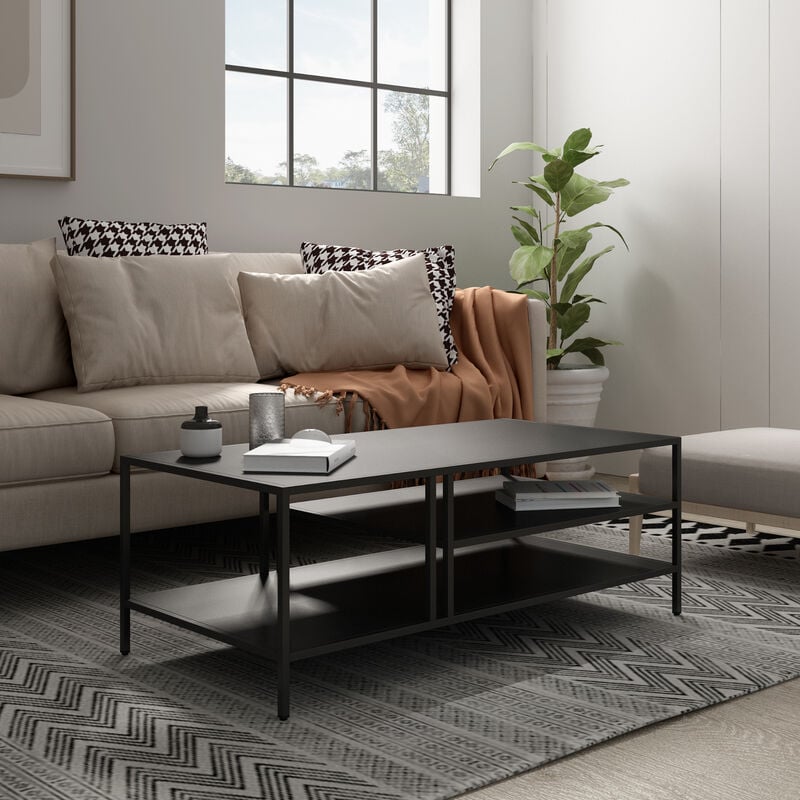 foto del prodotto  en.casa tavolino basso kumlinge in metallo con ripiani 40 x 110 x 55 cm nero