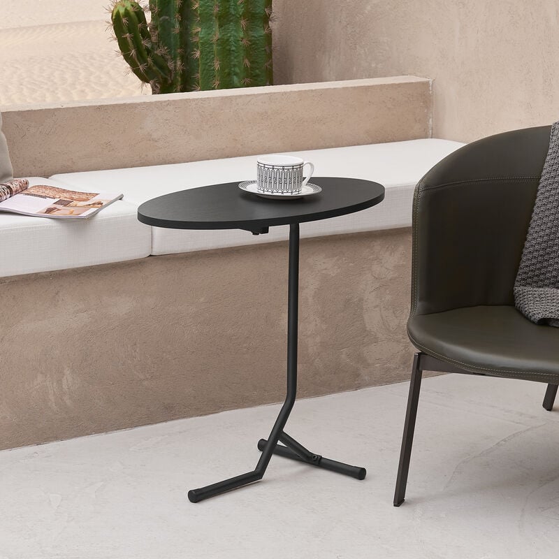 foto del prodotto  en.casa tavolino basso laterale karlebo piano ovale nero