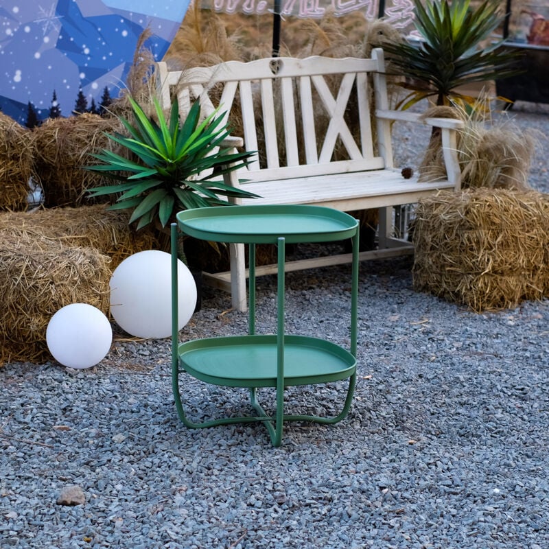foto del prodotto  en.casa tavolino sandefjord con 2 vassoi quadrati rimovibili verde