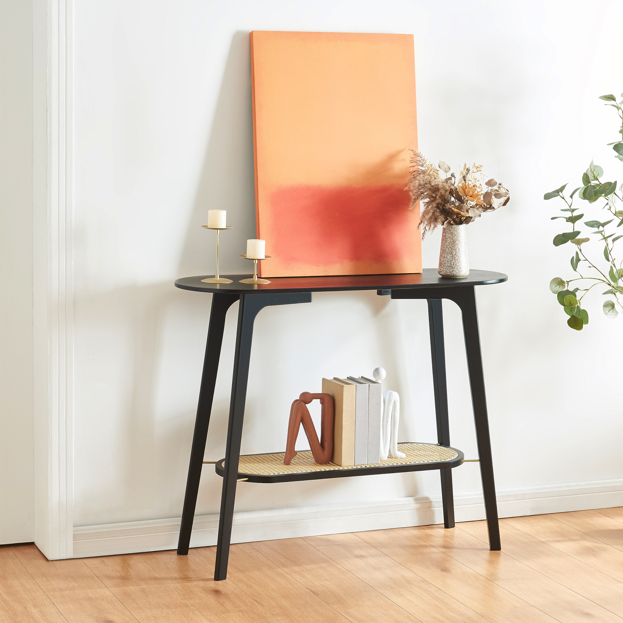 foto del prodotto  en.casa tavolo a consolle taivalkoski a 2 piani nero beige