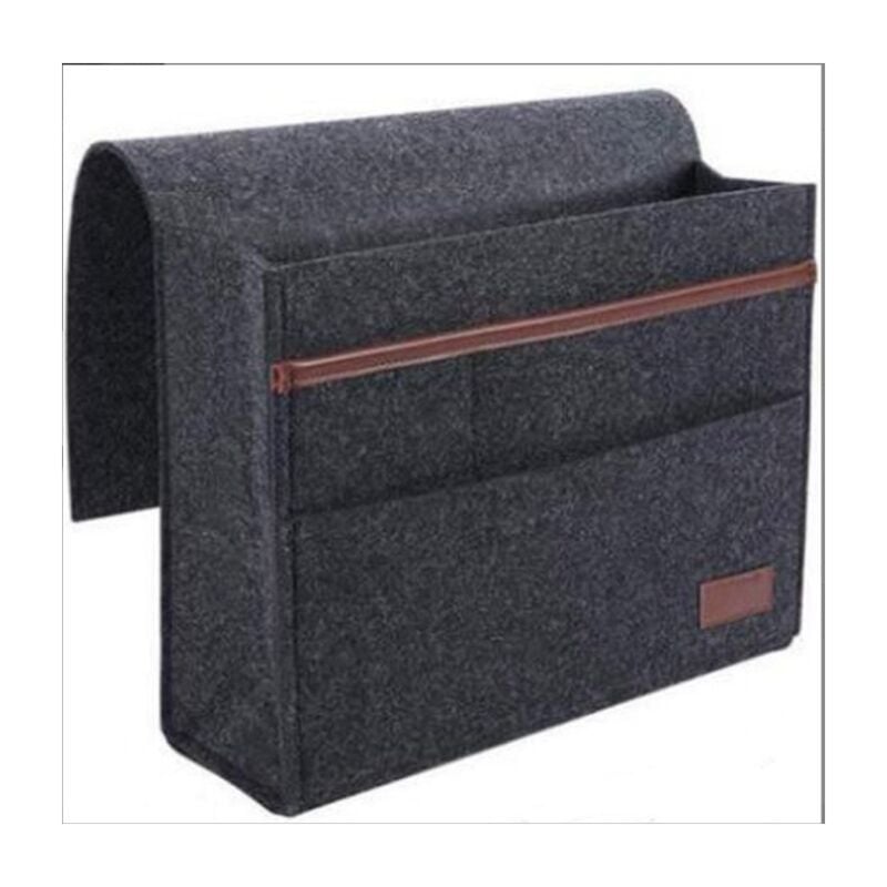 foto del prodotto  grigio scuro borsa da comodino, organizer per letto, tasche grigio scuro, organizer da appendere per tablet, libri, fazzoletti, bottiglie, riviste