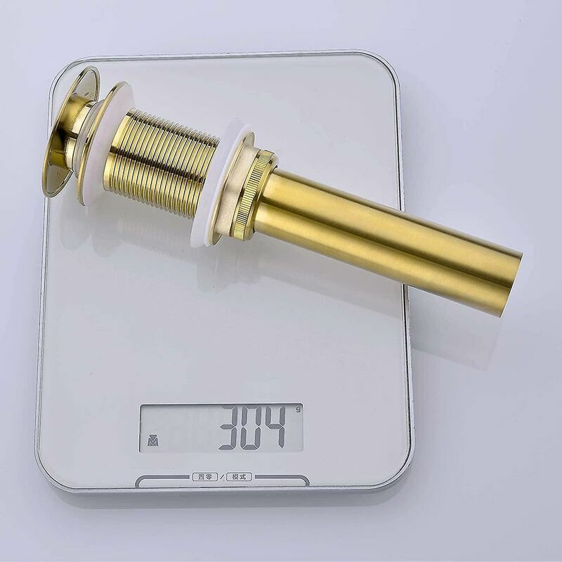 foto del prodotto  lavello del bagno senza troppopieno, rubinetto di scarico pop up per vasca, tappo per lavabo, lavabo, oro spazzolato