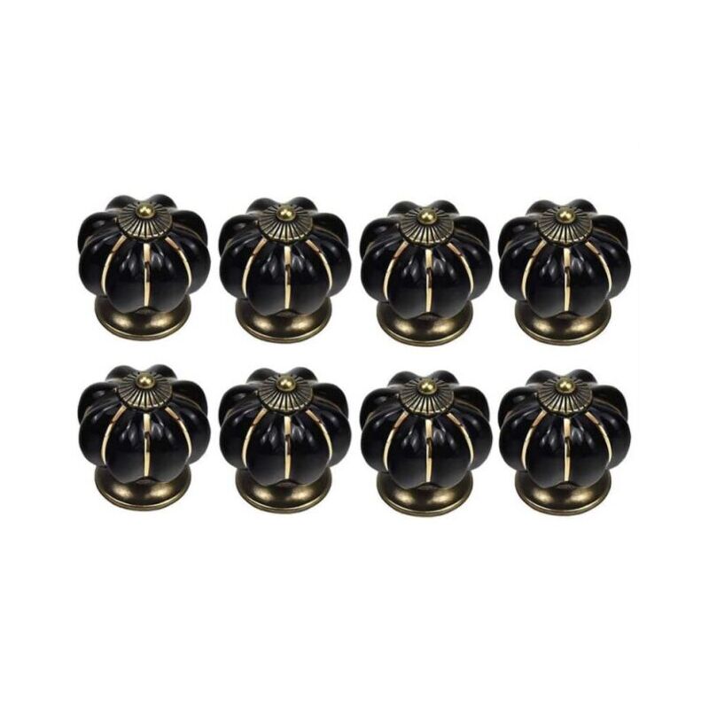 foto del prodotto  nero 8 pomelli in ceramica a forma di zucca per cassetti da cucina, maniglie e pomelli per mobili