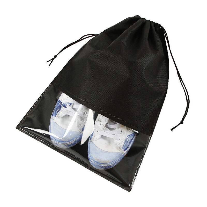 foto del prodotto  nero borsa per scarpe da viaggio da 10 pezzi, grande borsa portascarpe impermeabile e antipolvere, con finestra trasparente, per viaggi e sport