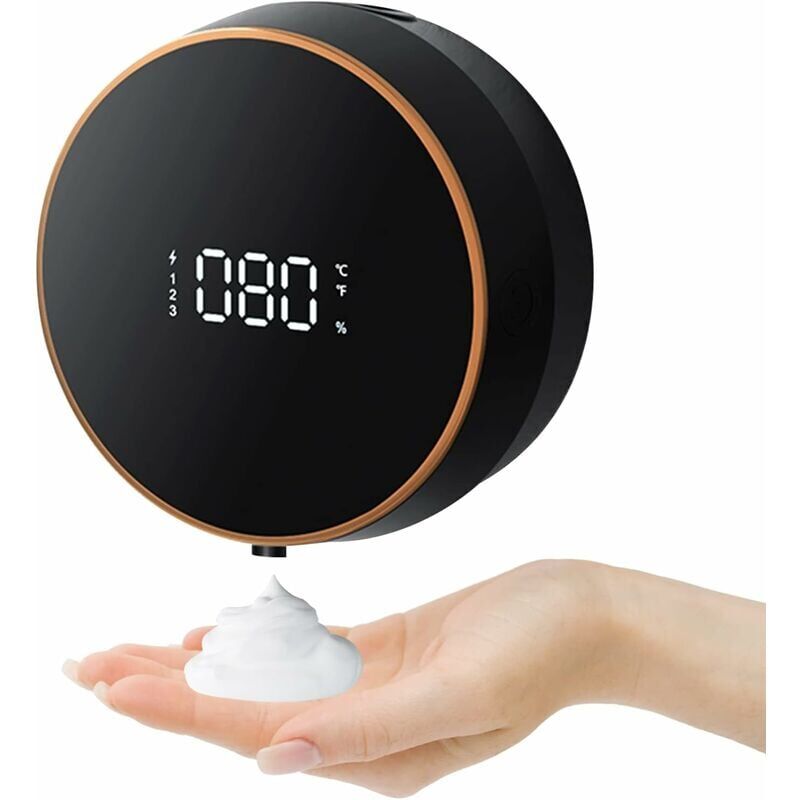 foto del prodotto  nero distributore di sapone a parete, distributore di disinfettante per le mani senza contatto da 300 ml, caricabatterie usb a parete con sensore