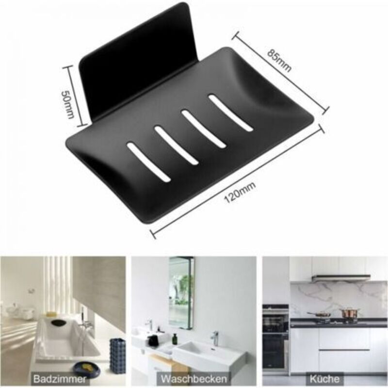foto del prodotto  nero portasapone da parete senza foratura portasapone da doccia in acciaio inox autoadesivo portasapone inox per riporre spugne, spazzole, sapone