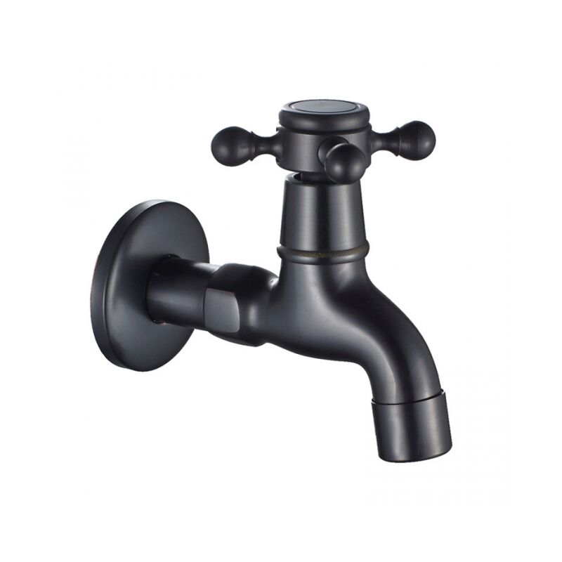 foto del prodotto  nero rubinetto per acqua fredda vintage con interfaccia g1 2 a maniglia singola rubinetto per mocio a parete per lavandino del bagno